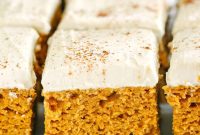 Moist Pumpkin Spice Bars with Yogurt Glaze