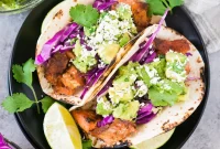 Citrus-Glazed Salmon Tacos with Avocado Slaw