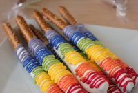 Chocolate-Covered Rainbow Pretzel Rods Recipe for Parties