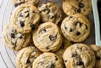 Chewy Brown Sugar Cookies with Fresh Blueberries