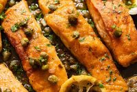 Lemon Caper Salmon Piccata Recipe with Garlic Butter Sauce