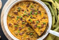 Vegan Crustless Bacon and Brussels Sprout Quiche Recipe