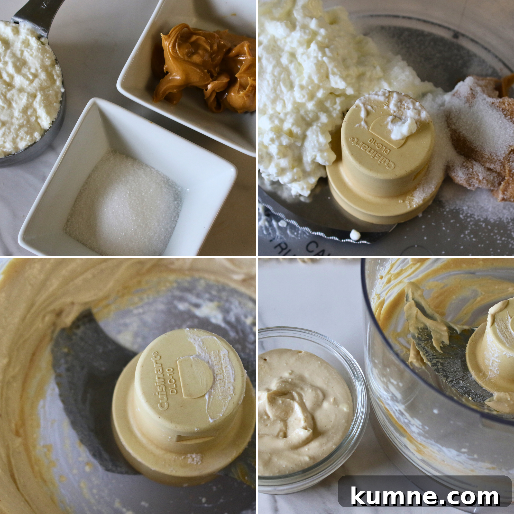Light and Creamy Protein Fluff Dessert Recipe 3 Protein fluff blending in a food processor.