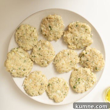Cauliflower mashed into patties.