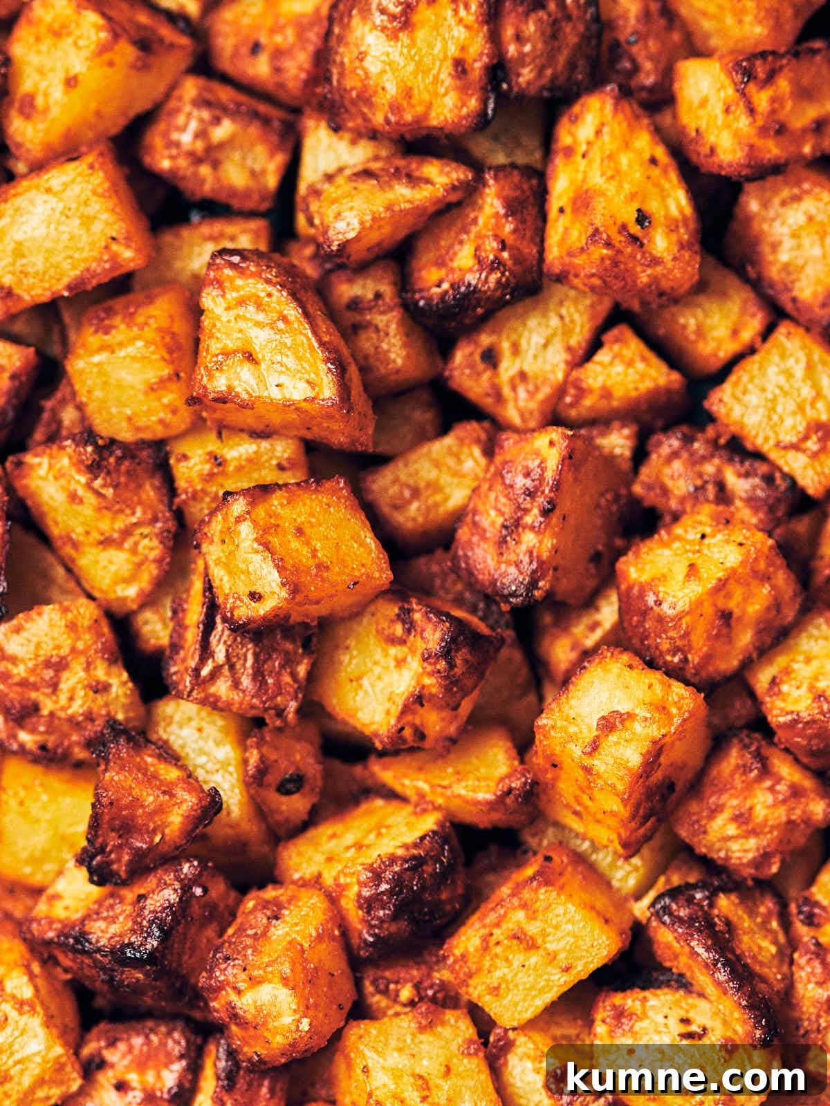 Close up of crispy air fryer breakfast potatoes (home fries)