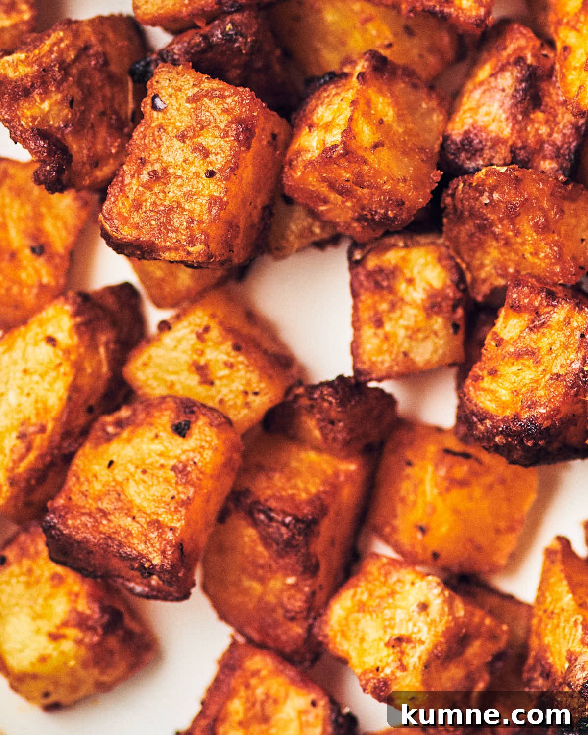 Crispy air fryer breakfast potatoes after baking.