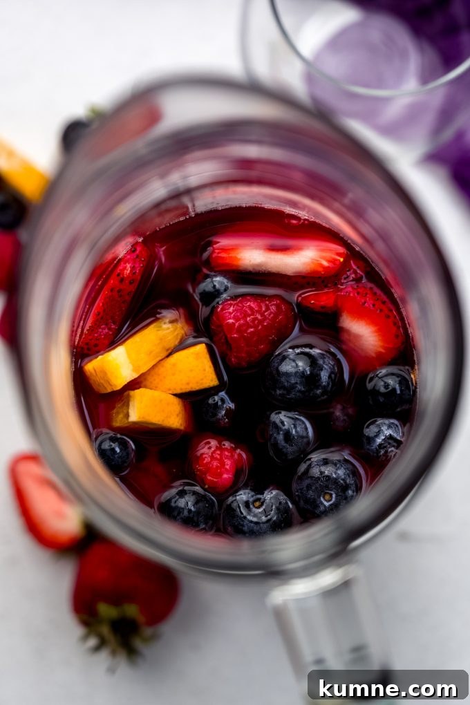 Berry Sangria and Refreshing Non-Alcoholic Berry Mocktail 10 Aerial photo of tberry sangria.