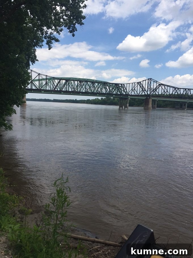 Missouri River Scenic Hike: Top Trails and River Views 21 view of the river and the bridge into illinois from saint charles missouri