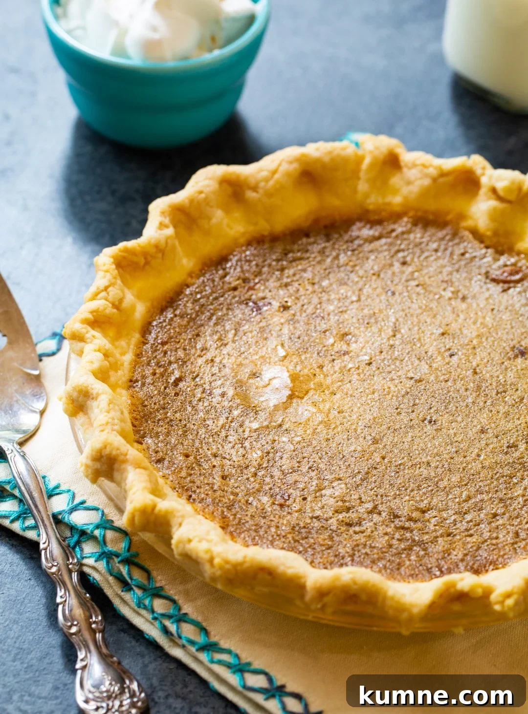 Whole pie in a pie plate.