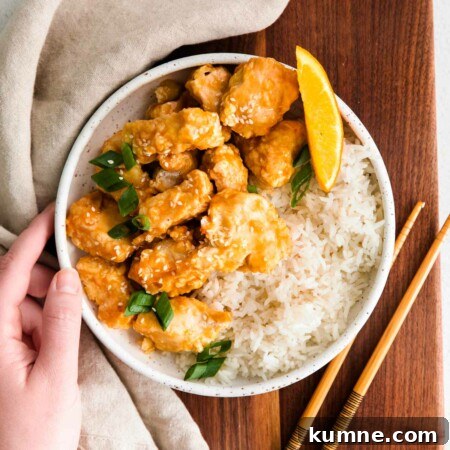 Crispy Air Fryer Orange Chicken Recipe for Quick Weeknights 7 orange chicken on a plate