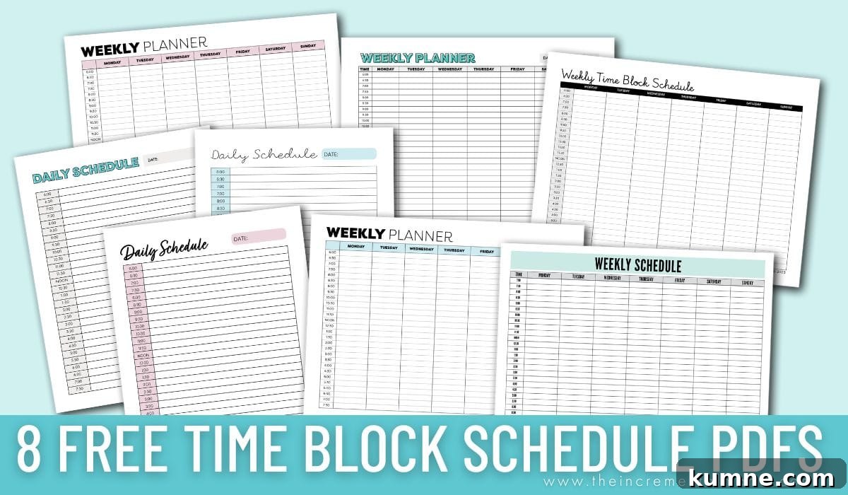 daily & weekly time block planner PDFs