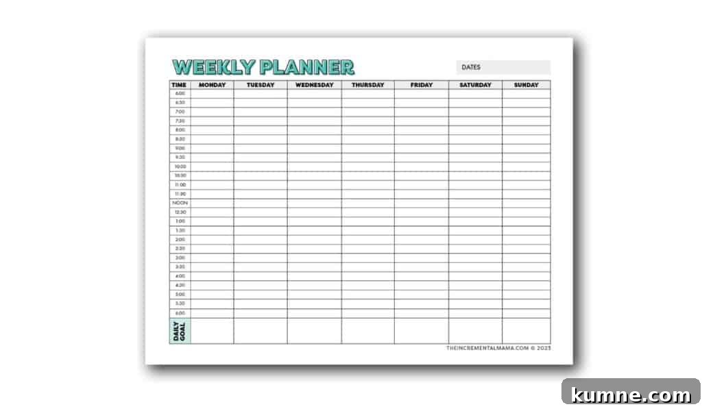 weekly planner with time slots