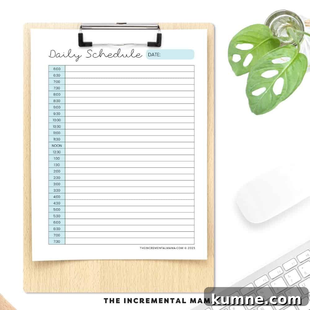 free daily schedule schedule with time slots