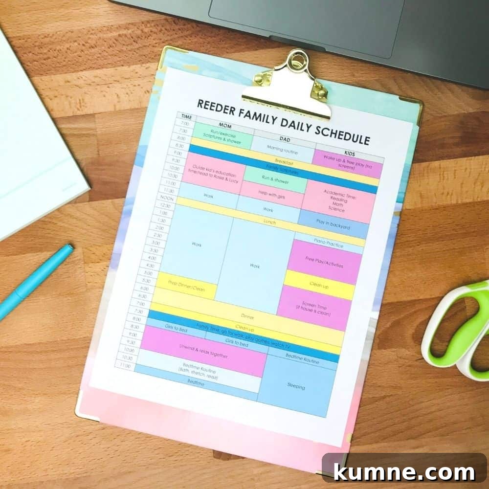 family schedule template