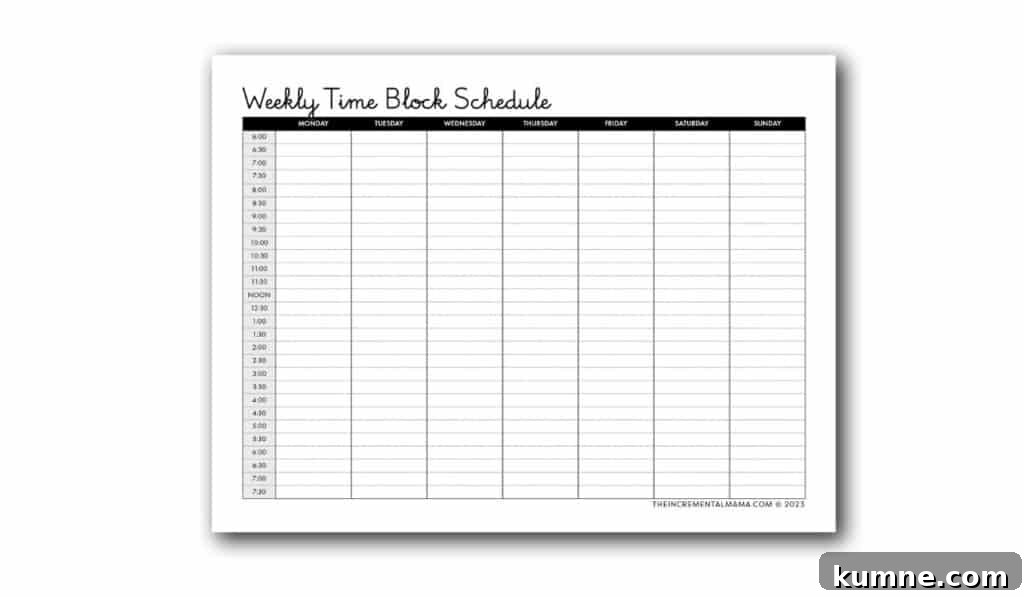 simple time blocking template