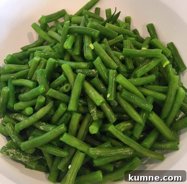Crispy Fresh Green Bean Casserole with Garlic and Parmesan 5 cooked green beans
