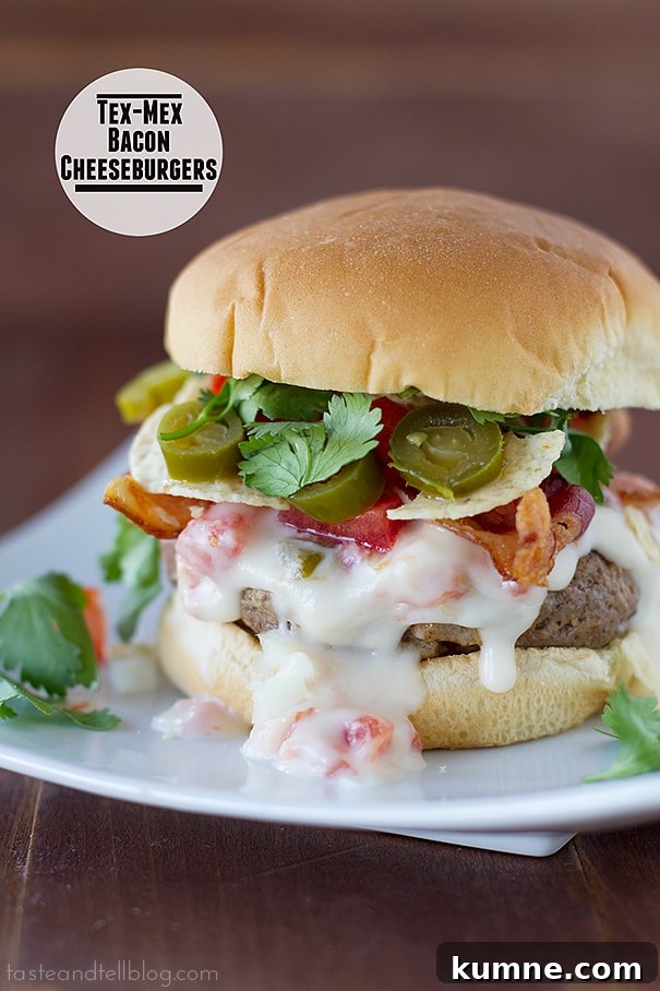 Slow Cooker Tex-Mex Shredded Chicken for Tacos and Bowls 7 Tex-Mex Bacon Cheeseburgers | www.tasteandtellblog.com