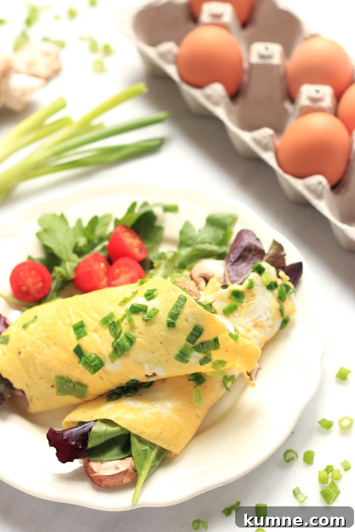 Gluten-Free Dairy-Free Spinach and Mushroom Omelet Recipe 2 Omelet Wraps with Spinach, Lettuce and Mushrooms
