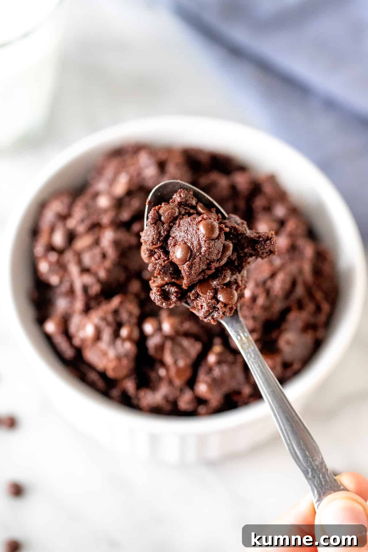 Spoonful of safe to eat brownie batter