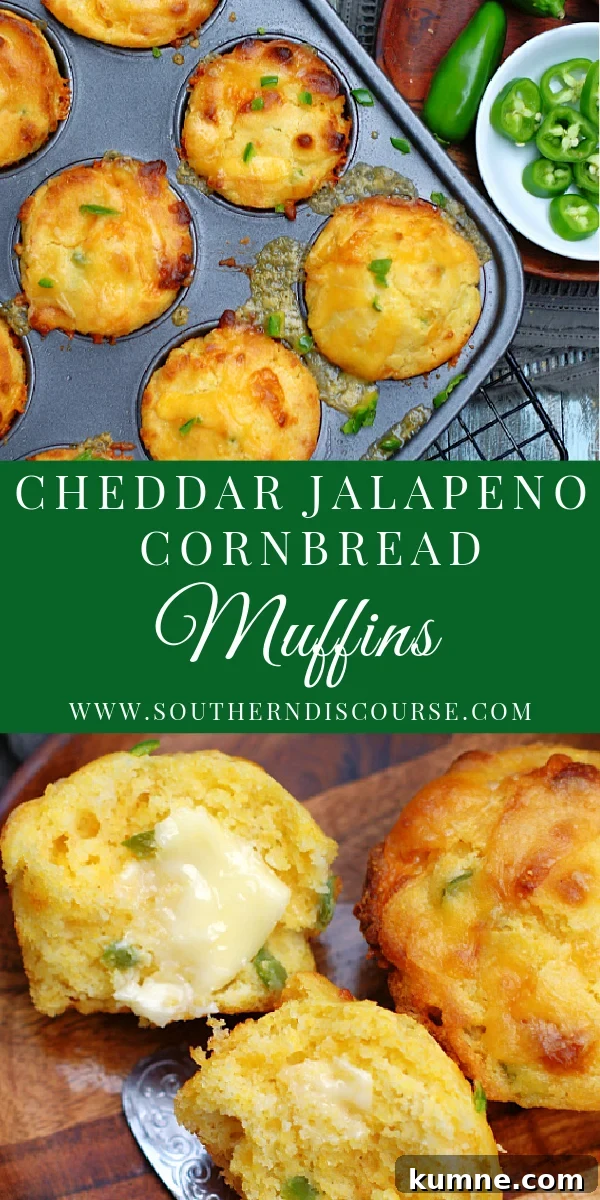 This easy recipe for Homemade Cheddar Jalapeno Cornbread Muffins is so easy to follow. Plenty of cheesy goodness, just the right amount of jalapeno kick baked right into moist tender, cornbread.