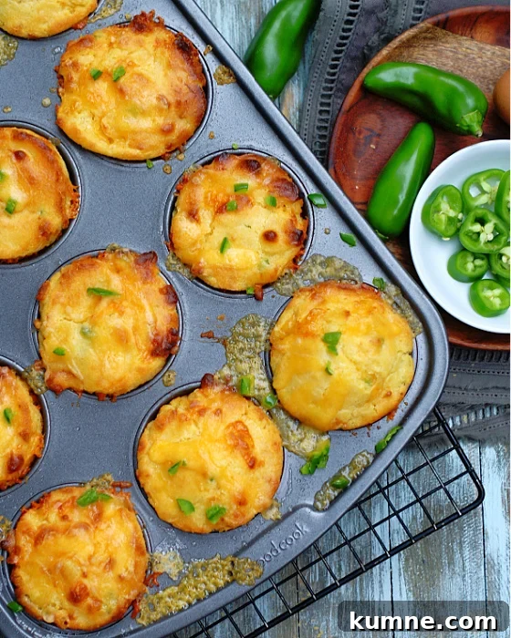 Cheddar Jalapeno Cornbread Muffins from oven