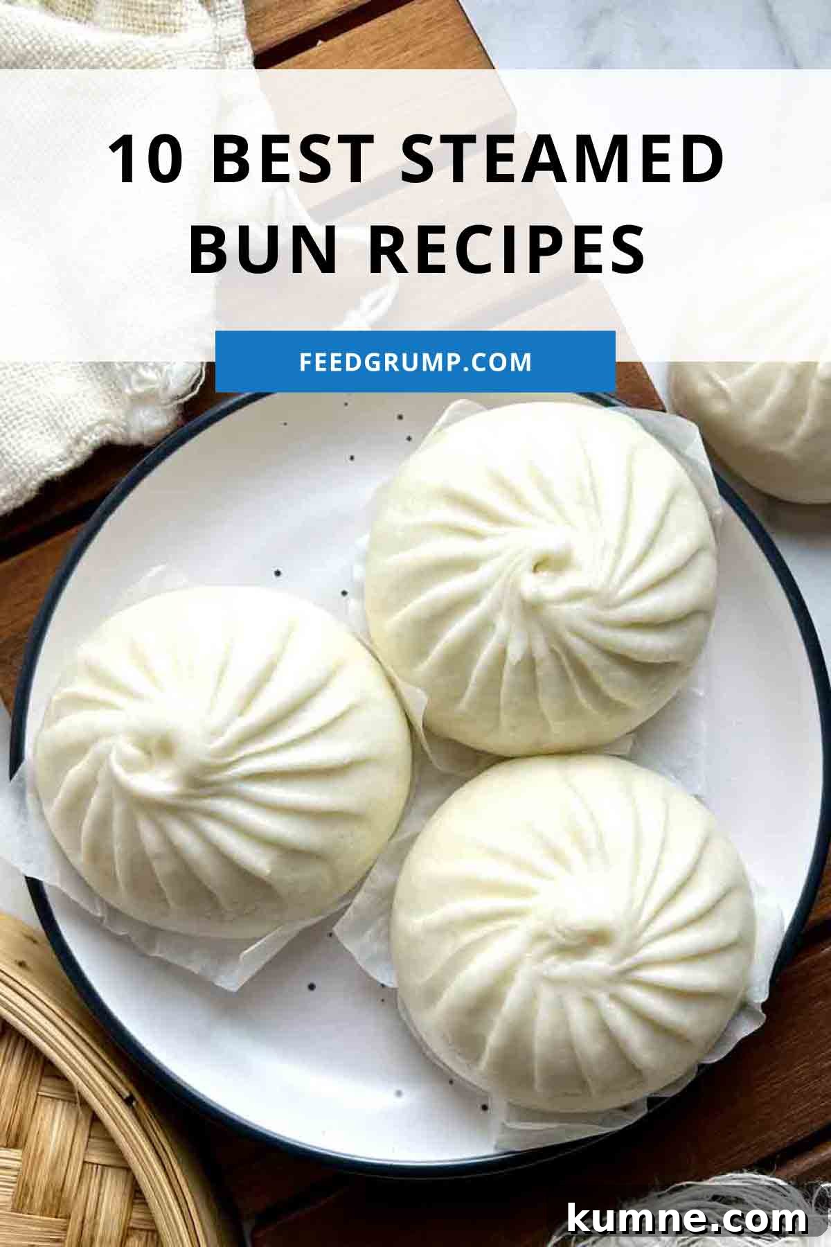 13 Steamed Bun Recipes You Need to Try Tonight 2 overhead shot of steamed buns on plate.