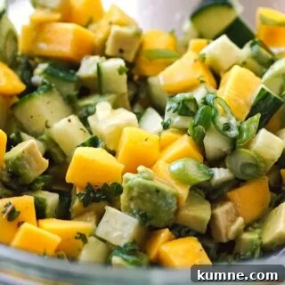 Cucumber, Mango & Avocado Salad with Lime Dressing 8 mango cucumber salad with avocado