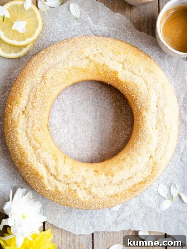 An overhead shot of an Italian bundt cake
