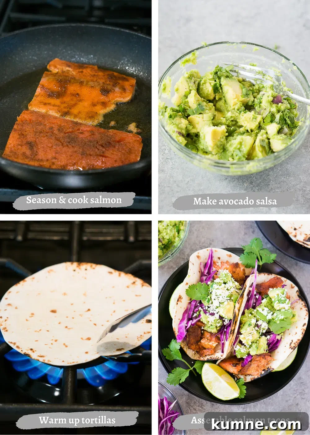 Citrus-Glazed Salmon Tacos with Avocado Slaw 6 making salmon tacos - process shots