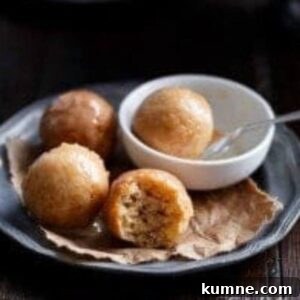 Maple-Glazed Apple Fritter Donut Holes Recipe 13 close up of apple fritter donut holes
