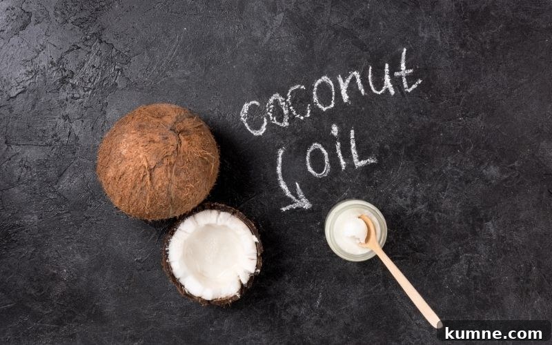 Grey surface with "coconut oil" written on it.