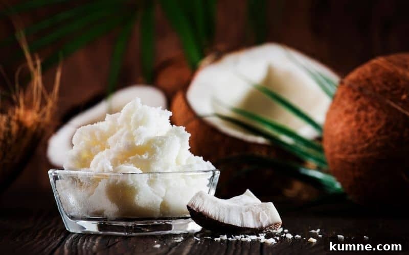 Ccoconut butter in a small glass dish.