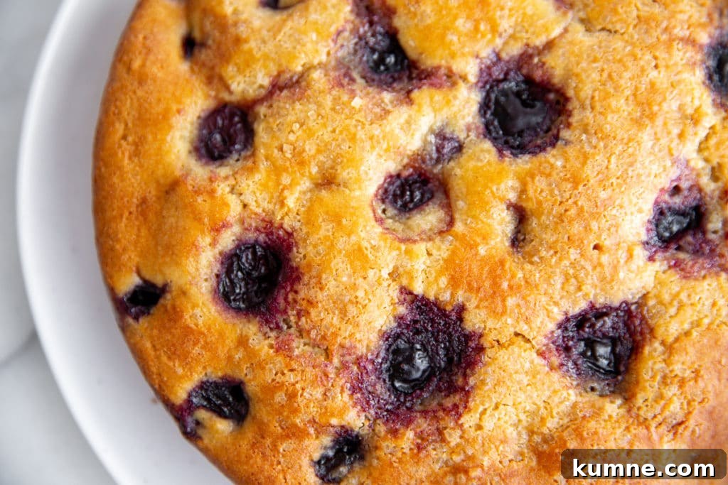 Close up of the top of the gluten free cherry cake.