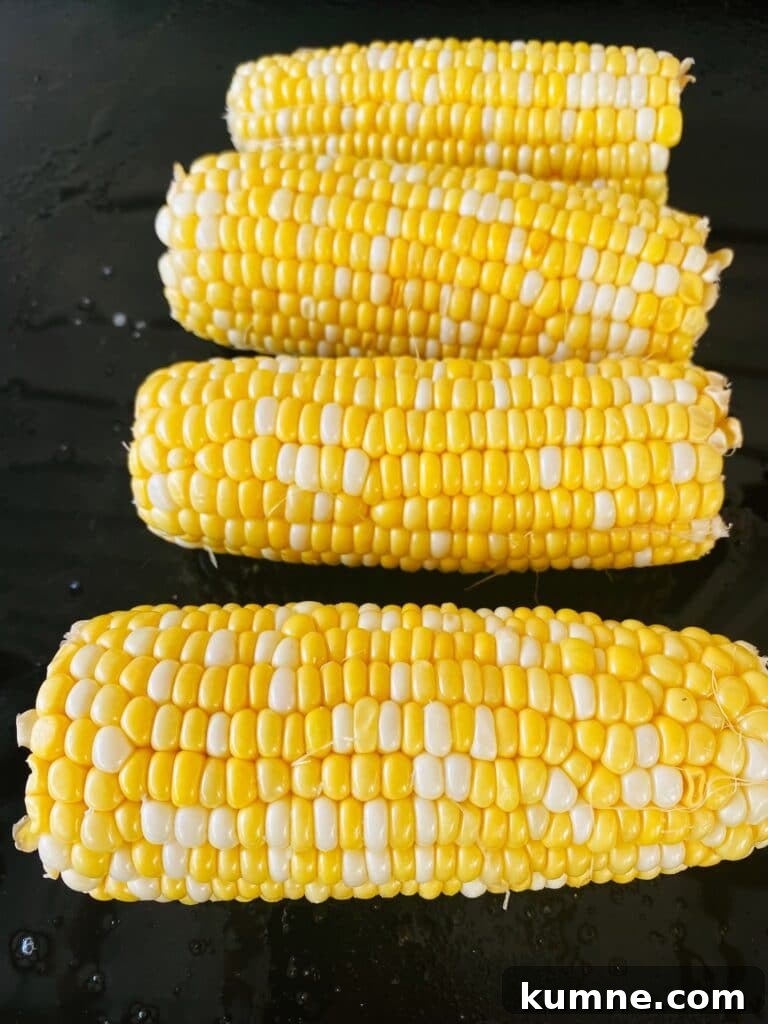 corn on the griddle before cooking