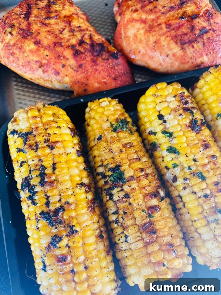 corn and grilled turkey