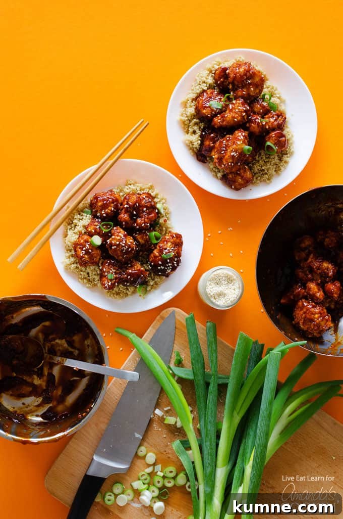 General Tso’s Cauliflower General Tso’s Cauliflower on a bed of rice