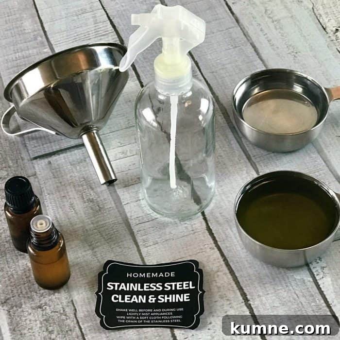 How to Polish Stainless Steel to a Mirror Shine 7 DIY Stainless Steel Polish- easy, 3 ingredient cleaning recipe. Natural, non-toxic, made with essential oils. Gets rid of fingerprints, smudges, dirt and grime. Creates clean, sparkly, shiny finish free of fingerprints and smudges. essential oil recipe, essential oil DIY, natural cleaning, essential oil cleaning, doTERRA, Young Living, Plant Therapy