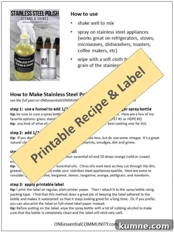 How to Polish Stainless Steel to a Mirror Shine 8 DIY Stainless Steel Polish- easy, 3 ingredient cleaning recipe. Natural, non-toxic, made with essential oils. Gets rid of fingerprints, smudges, dirt and grime. Creates clean, sparkly, shiny finish free of fingerprints and smudges. essential oil recipe, essential oil DIY, natural cleaning, essential oil cleaning, doTERRA, Young Living, Plant Therapy
