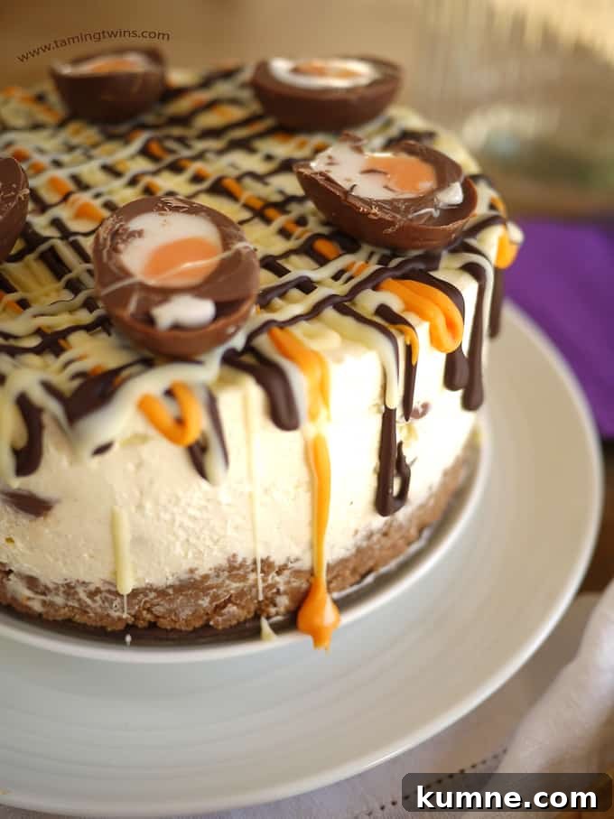 No-Bake Creme Egg Cheesecake Recipe for Spring Treat 2 This Cadbury's Creme Egg Cheesecake Recipe (No Bake!) has been viewed over a million times. The ultimate Easter chocolate make, find out what all the fuss is about... Make with Philadelphia cream cheese, whipped cream (no eggs or gelatine) this is also suitable for vegetarians. Happy Easter!