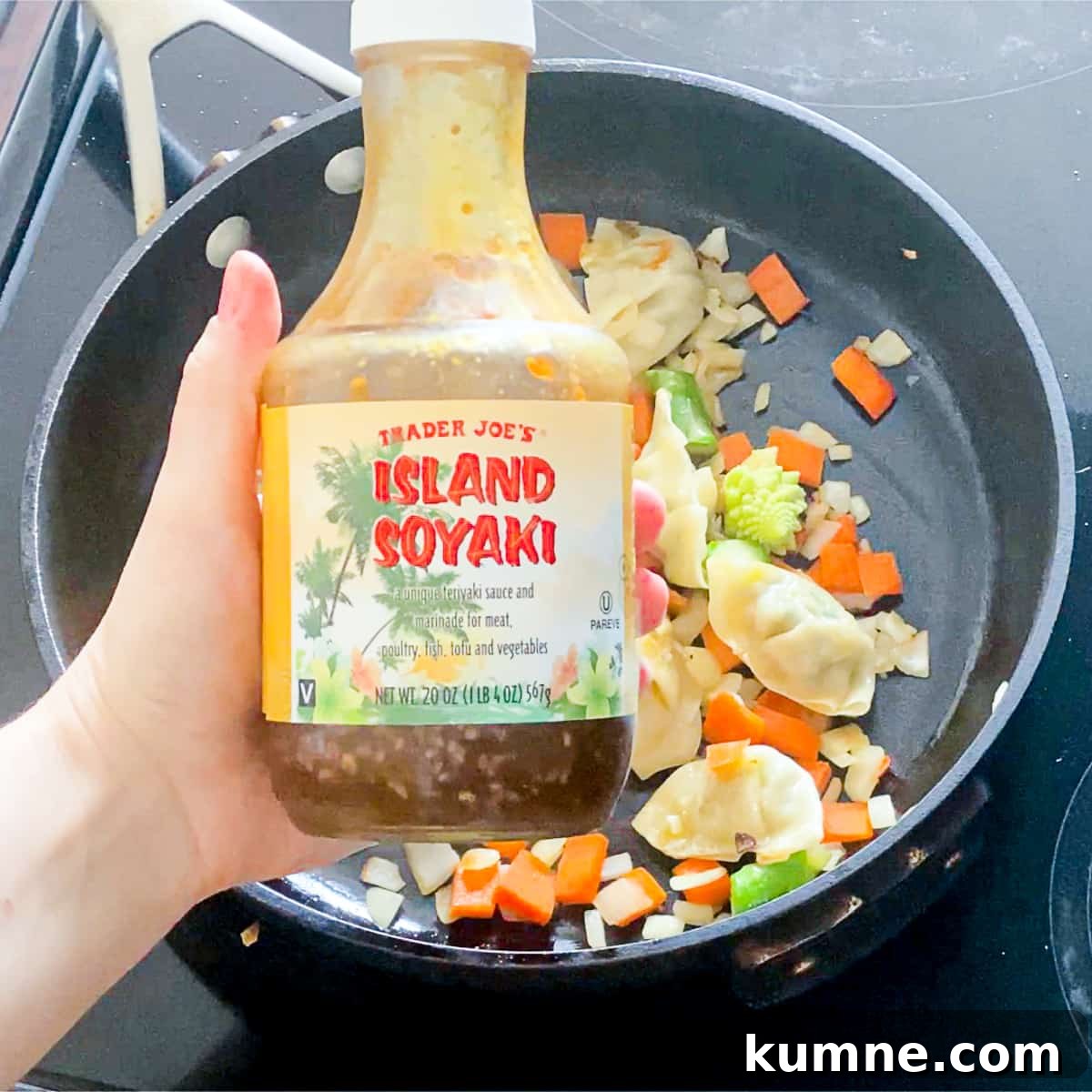 Adding teriyaki sauce