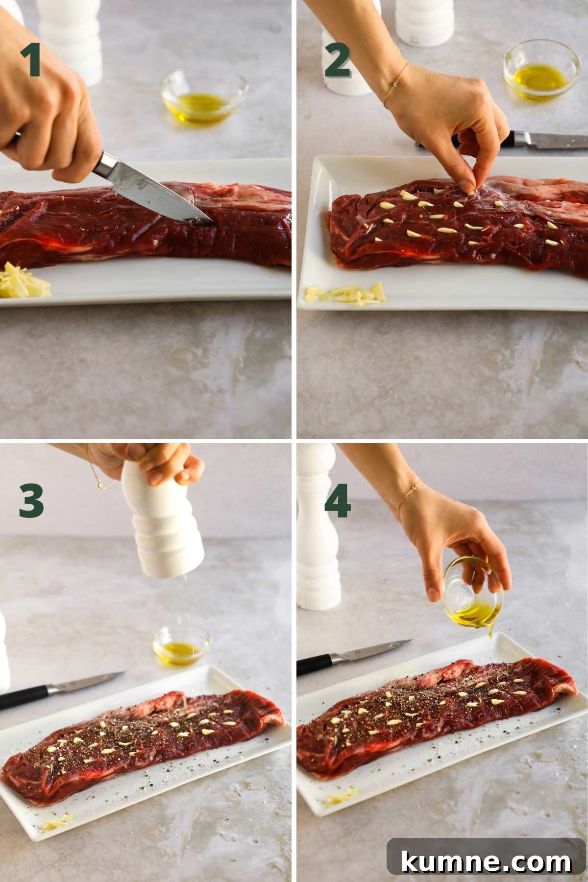 Instructions to make flank steak salad.