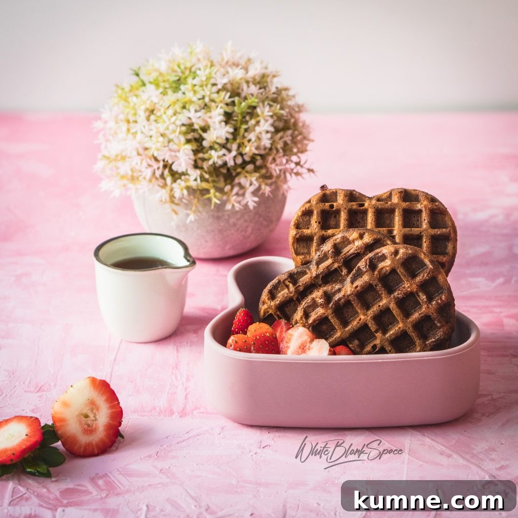 Chocolate waffles made from overnight batter