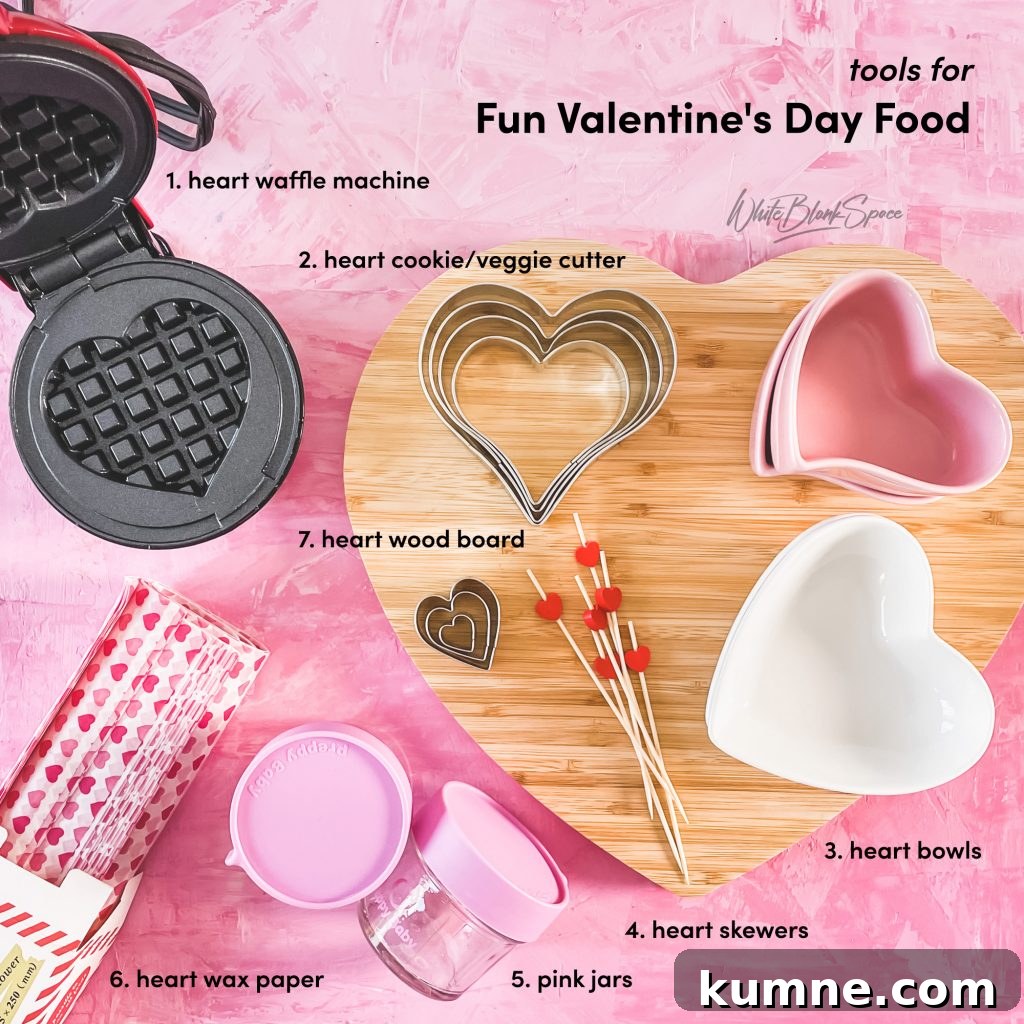 Collection of Valentine food art tools and props