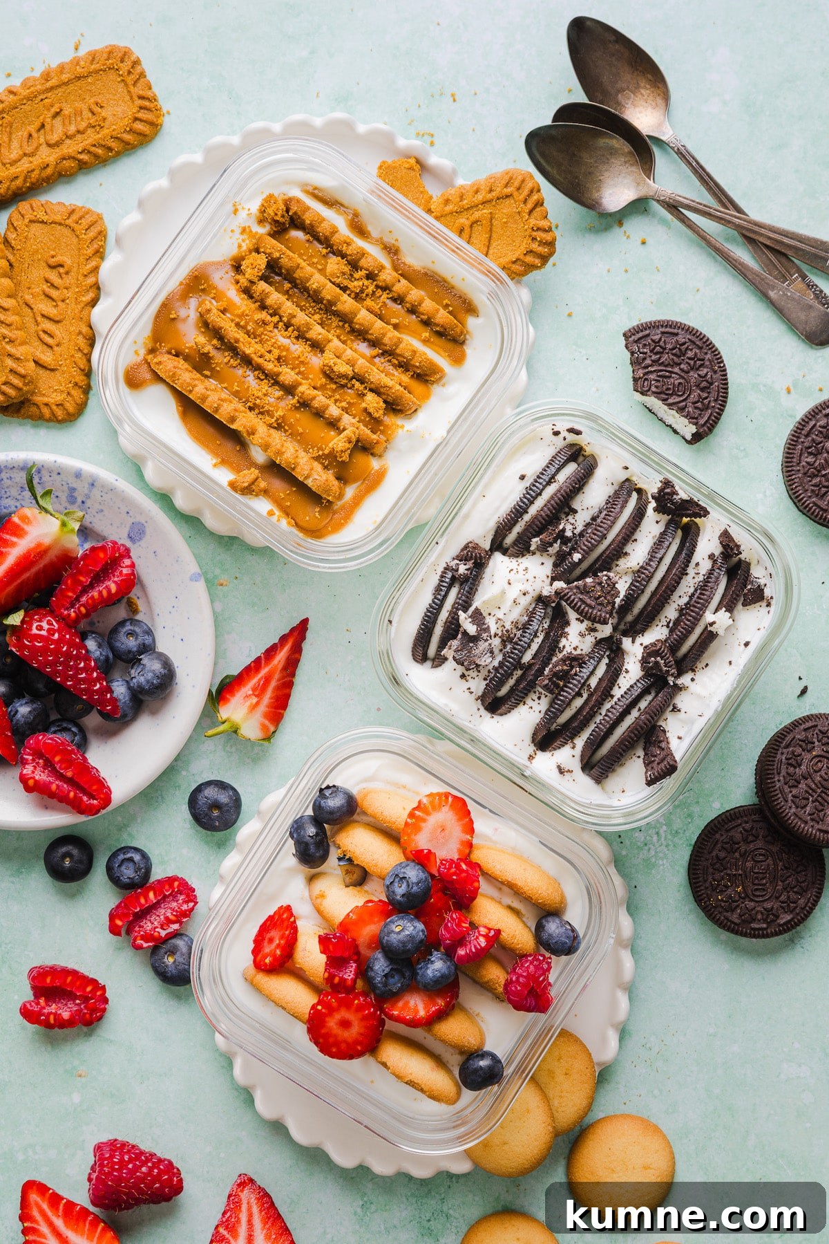 Viral 2 ingredient cheesecakes in glass containers.