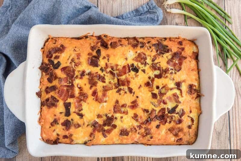 Crispy Bacon and Hash Brown Breakfast Casserole 3 bacon hash brown casserole after baking