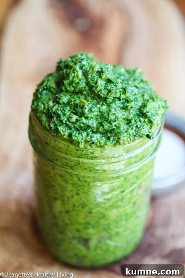Kale, Mint & Basil Pesto: Bright Herb Pesto Recipe for Pasta 2 Kale Mint Basil Pesto - a summer pesto that's healthy and delicious ~ toss with pasta (hot or cold), add a few spoonfuls to potato salad, or use it on sandwiches and pizza