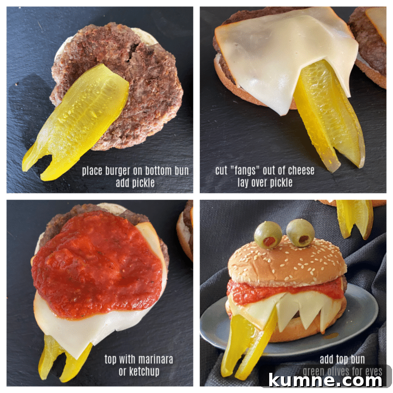 Spooky Halloween Monster Burger Recipes to Impress Guests 4 Monster burger assembly
