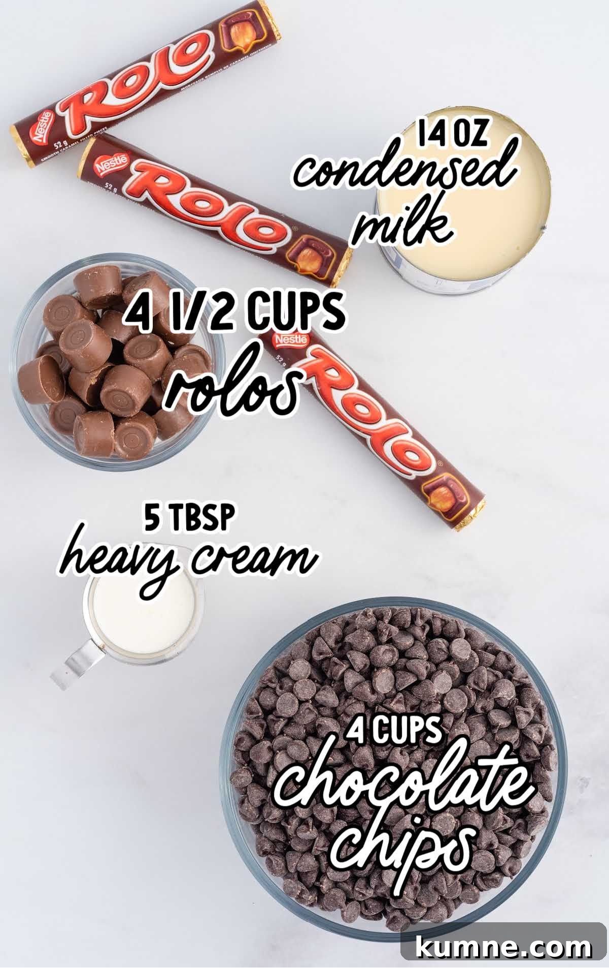 Rolo Fudge raw ingredients that are labeled