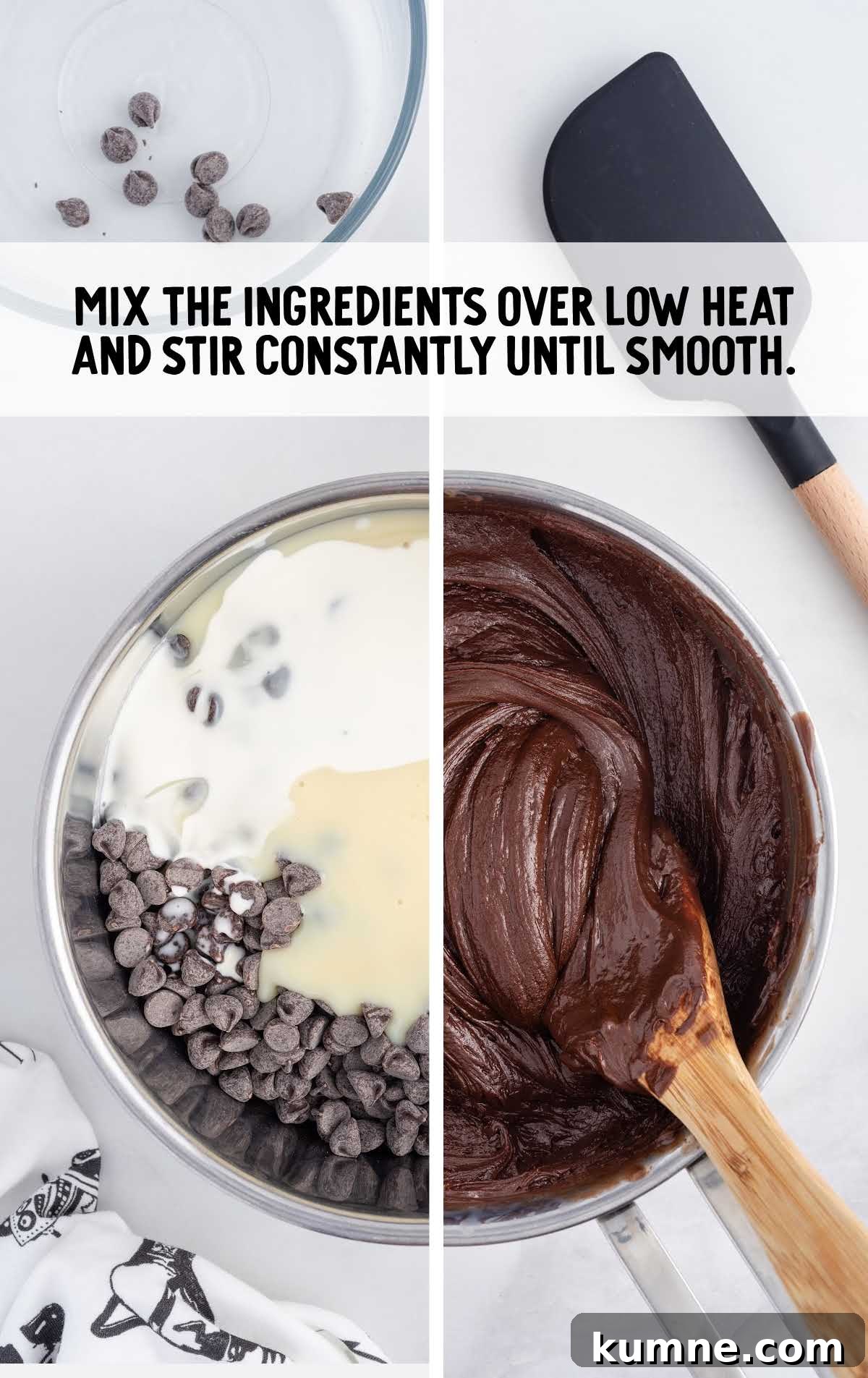 ingredients mixed and folded in a pan