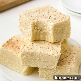 eggnog fudge piled on top of each other